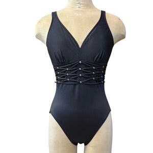 MagicSuit Swimsuit Black One Piece Beaded Detail 10